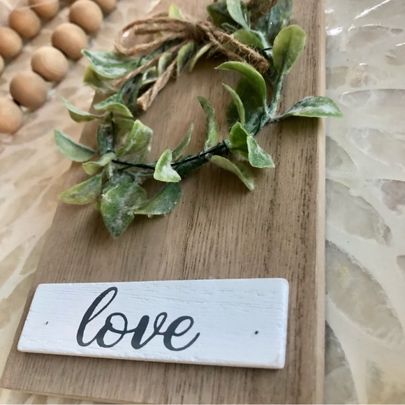 New! “Love” Large Natural Chunky Wood Beaded Tag - Picture 2 of 6